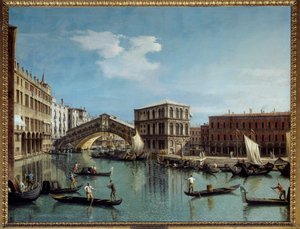Le pont du Rialto 威尼斯绘画安东尼奥运河 Dit Il Canaletto (1697-1768) 18 世纪太阳。 1,19x1,54 m - 威尼斯的里亚托桥。 安东尼奥·卡纳尔的画作卡纳莱托 (1697-1768) 作者 卡纳莱托