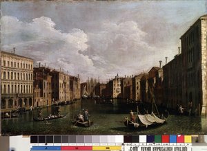 "Vue sur le grand canal a Venise"（威尼斯大运河上的景色） Peinture de Giovanni Antonio Canal aka il Canaletto (1697-1768)。18eme siecle Musee des Beaux Arts de Mikalojus Konstantinas Ciurlionis, Kaunas, Lituanie 作者 卡纳莱托