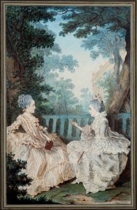 18 世纪，Louis carrogis dit Carmontelle（1717-1806 年）创作的布雷杰夫人和卡辛夫人水彩画。 巴黎，卡纳瓦莱博物馆 作者 卡蒙泰尔