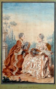 德朱丽安夫人和德塞尔夫人正在创作 Louis carrogis dit Carmontelle (1717-1806) 18 世纪的水彩音乐。 巴黎，卡纳瓦莱博物馆 作者 卡蒙泰尔