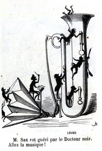 萨克斯先生被黑人医生打伤了。(阿道夫（Adolph）萨克斯，萨克斯风的发明者（1814-1894）。 作者 纳达尔