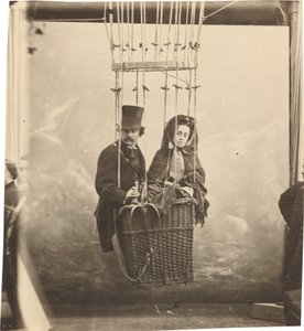 与妻子欧内斯廷在气球缆车上的自画像，约 1865 年，约 1890 年印刷（照片约 1865 年，约 1890 年印刷（照片）