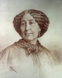 文学家的肖像 George Sand (1804-1876) Aurore Dupin, Baroness Dudevant 由 Rene Jouhan (1835-?) 从 Nadar 的照片中绘制 作者 纳达尔