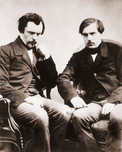 埃德蒙-德-龚古尔（1822-1896）和儒勒-德-龚古尔（1830-1870）兄弟俩是文学评论家和法国作家，照片由加斯帕德-费利克斯-图尔纳雄（1820-1910）约1855年拍摄。