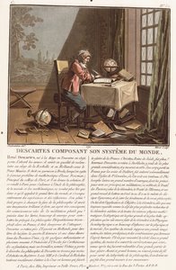 笛卡尔组成他的世界体系，约1786-1792年（彩色字体） 作者 （之后）Desfontaines