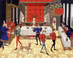 腰带中的餐桌服务 - 雷诺·德·蒙托邦 (Renaud de Montauban) 的罗马缩影的复制品 作者 （之后）法国学校