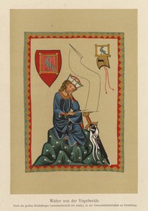 Walther von der Vogelweide，中高级德语抒情诗人（彩色石版画） 作者 （之后）德国学校