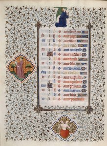 由Boucicaut大师润色的 "Les Tres Riches Hours du Duke Francois de Guise "手稿的一页：表现黄道十二宫和日常生活场景：宝石。15世纪。康德博物馆，尚蒂伊 作者 （和工作坊）Boucicaut Master