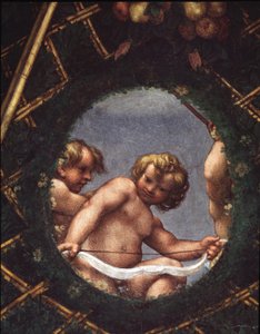 望着窗外的天使--壁画 作者 (c.1489-1534) 科雷焦
