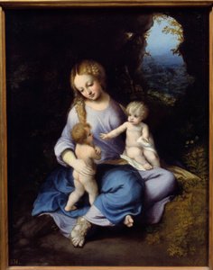 圣母、耶稣和圣约翰儿童画，安东尼奥·阿莱格里（被称为 Correggio 或 Correge 1489-1534）16 世纪马德里，普拉多博物馆