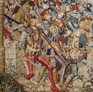 特洛伊战争：特洛伊的毁灭，c.1470（挂毯） 作者 （fl。1450-75）成就大师