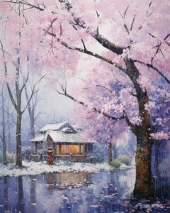 雪景中的村庄冬日美景 | 灵感来自大自然的墙面艺术印刷品 作者 法赫塔利·阿卜杜勒拉希姆
