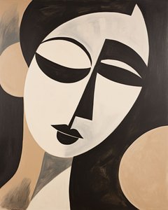黑色和米色抽象女人 亨利-马蒂斯风格｜艺术打印，有框墙饰 作者 法赫塔利·阿卜杜勒拉希姆