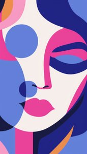 紫色和白色的极简主义女性肖像｜帆布壁画打印 作者 法赫塔利·阿卜杜勒拉希姆