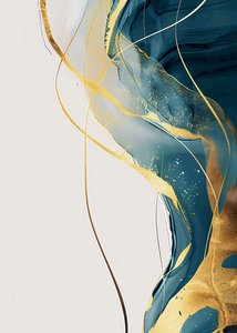 抽象简约的金色和绿松石色，墙面装饰创意 作者 法赫塔利·阿卜杜勒拉希姆