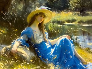 大自然中的女性古典绘画，约翰-辛格-萨金特的灵感来源 作者 法赫塔利·阿卜杜勒拉希姆
