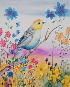 现代鸟 作者 玛丽的水彩画