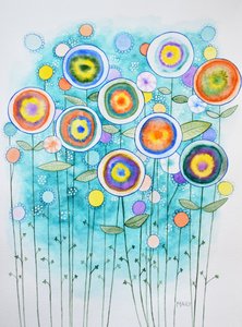 抽象花卉 作者 玛丽的水彩画