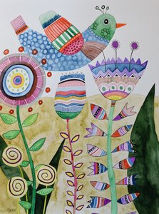 疯狂的小鸟 作者 玛丽的水彩画