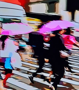粉红色雨伞