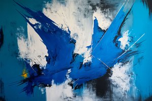 抽象油画银色和蓝色，帆布按需打印 作者 法赫塔利·阿卜杜勒拉希姆
