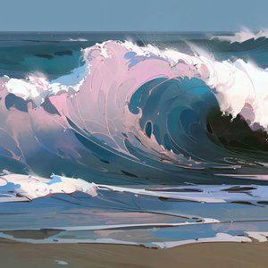 海洋海滩美丽的波浪和水，卧室家居墙饰 作者 法赫塔利·阿卜杜勒拉希姆