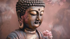 莲花上的祥和佛像，客厅壁画，水平帆布 作者 法赫塔利·阿卜杜勒拉希姆