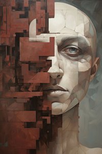 破脸断壁男子画作，按需印刷 作者 法赫塔利·阿卜杜勒拉希姆