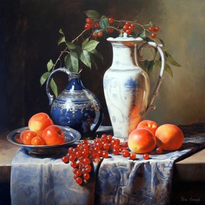 静物水果，油画，在线帆布按需打印 作者 法赫塔利·阿卜杜勒拉希姆