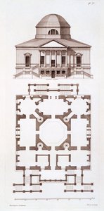 Chiswick House的平面图和立面图，由Herisset制作，1720年代 作者 伯灵顿三伯爵