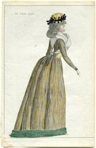 时尚新闻
Journal de la Mode et du Goût》，1792 年 10 月 10 日，第 23 节，第 1 插页 作者 AB Duhamel（可能）