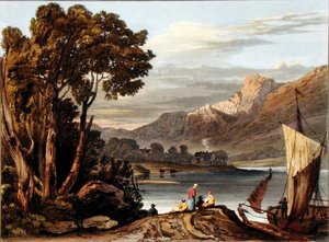 新堰。仰望河流，从River Wye描述的板块11，由Theodore Henry Fielding（1781-1851）雕刻，1818年（手工彩色aquatint） 作者 部署后的AV Copley