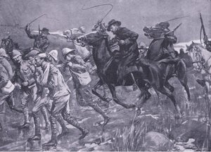 De Wets对行军中英国战俘的待遇，比勒陀利亚后的插图：游击队战争，1902年