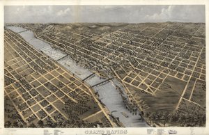 密歇根州大急流城，1868 年。LOC 73693428 作者 一个;芝加哥平版印刷公司鲁格