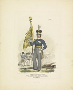 1820-1825 年，身着正装的标兵
荷兰步兵团。身着正装的少尉（物品上有标题）
荷兰王国的军服。献给比兰特的威廉阁下（文物上的系列名称）