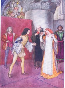Taking off her mask, the unknown lady proved to be no niece (as was presented) by the lady hero herself (Much Ado About Nothing), from Tales from Shakespeare pub. by Ward Lock & Co Ltd 作者 A. Jackson