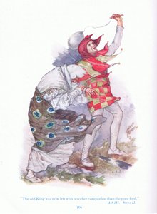 老国王现在只剩下可怜的傻瓜了（《李尔王》），摘自《莎士比亚的故事》，由Ward Lock & Co Ltd出版。 作者 杰克逊