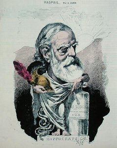 弗朗索瓦-文森特-拉斯帕尔（1794-1878）的漫画，约1870年（彩色雕刻）。 作者 詹恩