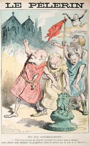 Sus aux congregations》，《Le Pelerin》中的漫画