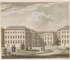 海牙努儿登堡宫，1810-1825 年 Le Palais Royal à La Haye, vu du jardin / 海牙皇宫，从花园侧面看到（物体上的标题）