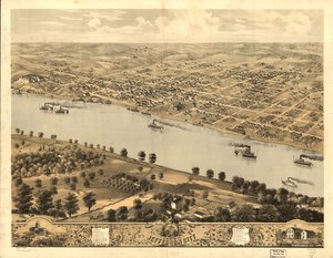 密苏里州首府杰斐逊市鸟瞰图 1869 年。LOC 73693479