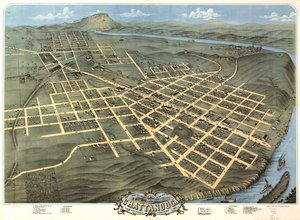 	田纳西州汉密尔顿县恰塔努加市鸟瞰图，1871 年。