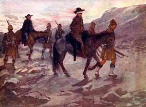 1902年，1905年的黑哨兵士兵将双眼的布尔人双眼蒙住并守护。
