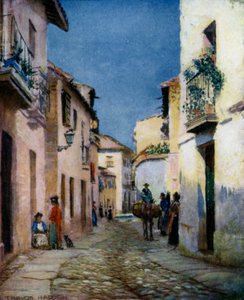 Cordova, A Street Scene (colour litho) 作者 特雷弗·哈登