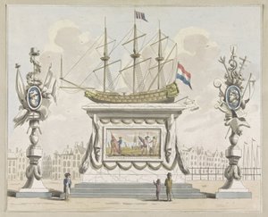 商业和航运，新市场装饰，1795 年 1795年阿姆斯特丹联盟节装饰品十盘（系列标题） 作者 约翰·罗洛夫海报