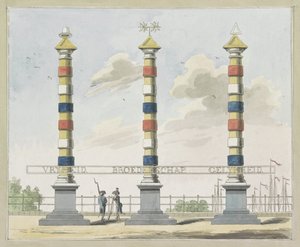 自由、兄弟情谊和平等，Hogesluis 装饰，1795 年 1795 年阿姆斯特丹联盟节装饰品的十盘 作者 约翰·罗洛夫海报