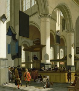 Oude Kerk的内部，代尔夫特，与传教者 作者 A. and Streeck，H. van Storck