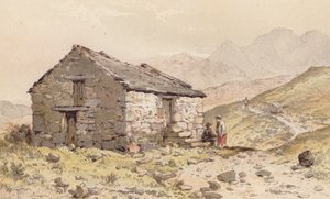 北威尔士 Ghorphwysfa 的小屋（chromolitho） 作者 亚伦·埃德温·彭利