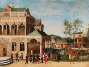1616年，以撒向丽贝卡求婚的优雅木廊。