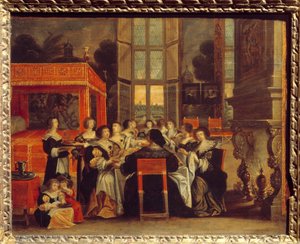 丈夫不在时的女士们的对话。亚伯拉罕-博塞（1602-1676）的晚餐画 17世纪的埃古恩。国家文艺复兴博物馆 作者 亚伯拉罕（继）博塞